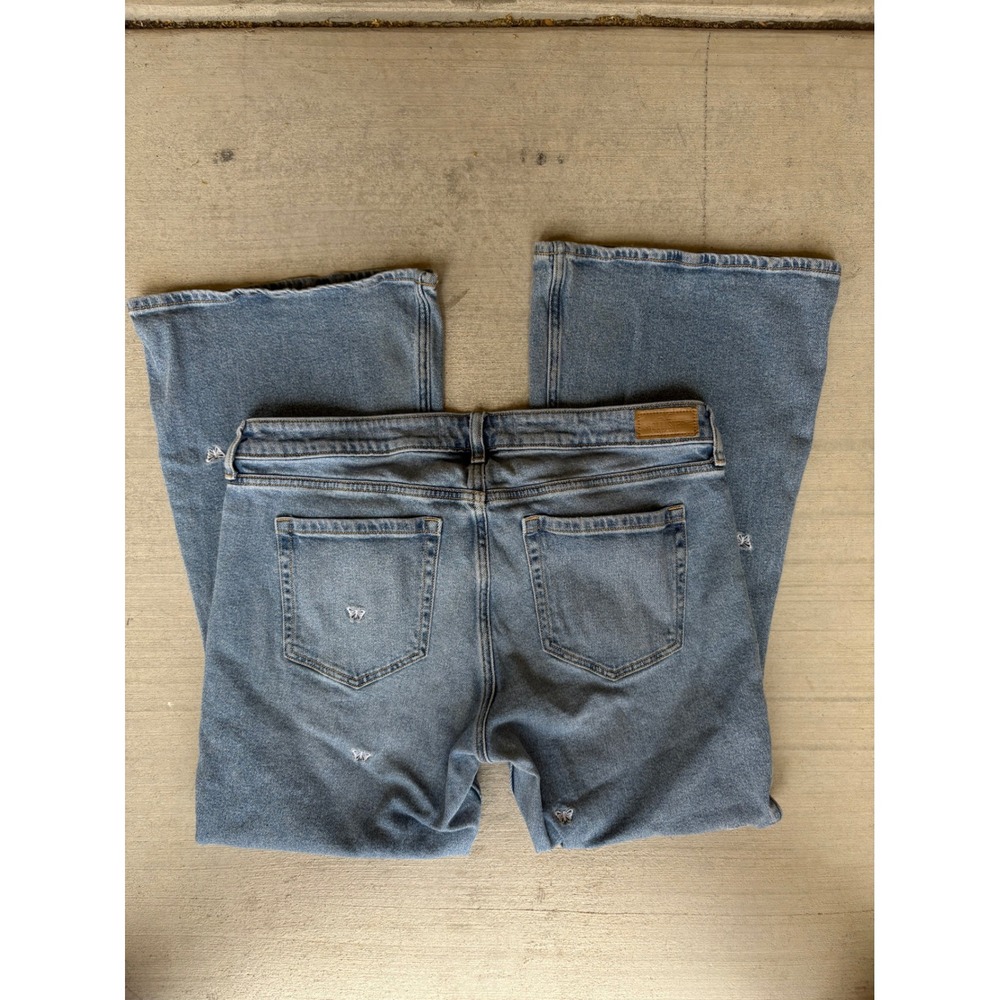 Hollister Low-Rise Flare Jeans Butterfly Accents Light Wash Denim 14S